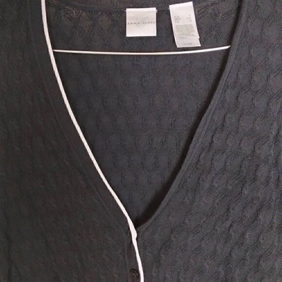 Emma James Womens Sweater Sz Small Black Textured Knit Button Cardigan Vtg - Picture 9 of 10